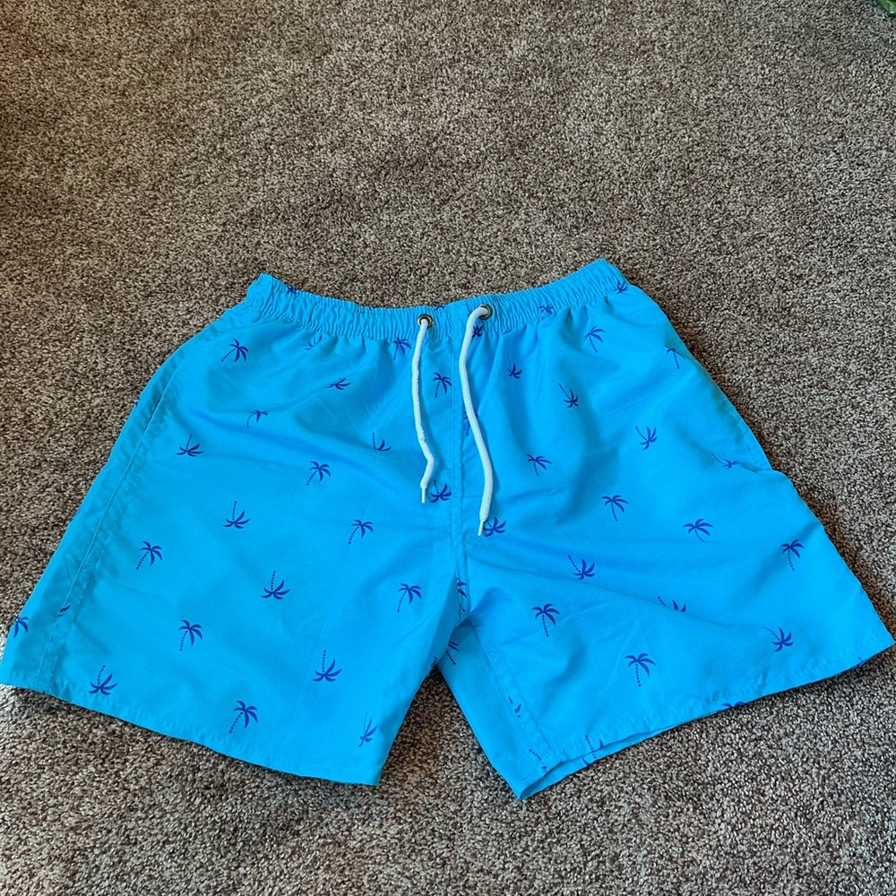 Blue Palm Tree Swim Shorts